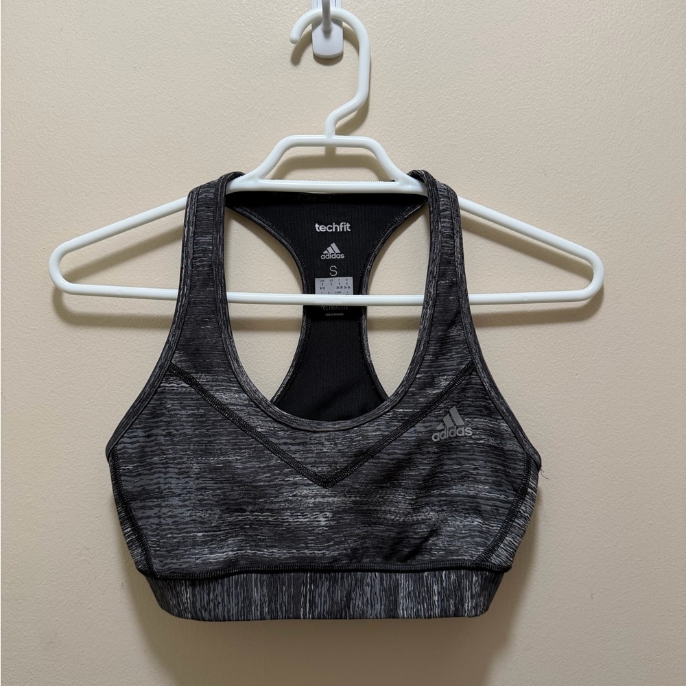 Adidas Women's Techfit Gray Black Racerback Sports Bra
